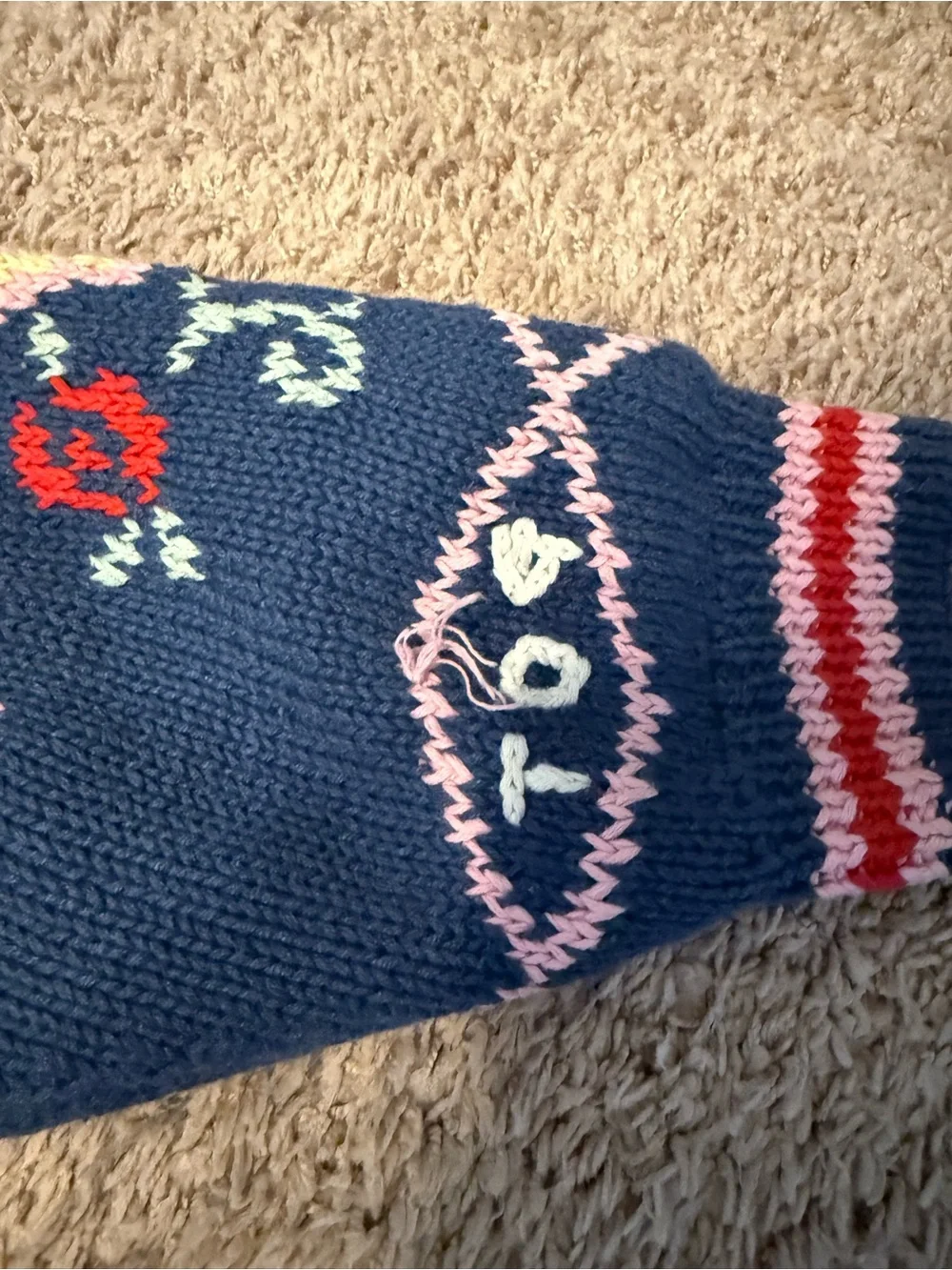 Together Navy button Knit Cardigan with Pink and Yellow Accents